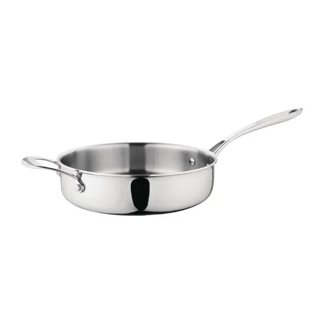 Sauteuse Professionnelle 24 cm - Fond Renforcé Triple Épaisseur
