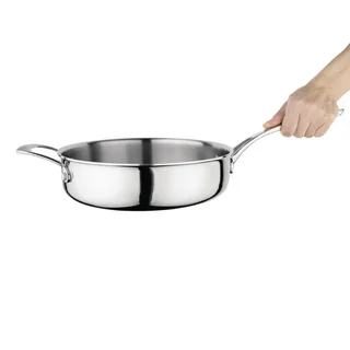 Sauteuse Professionnelle 24 cm - Fond Renforcé Triple Épaisseur
