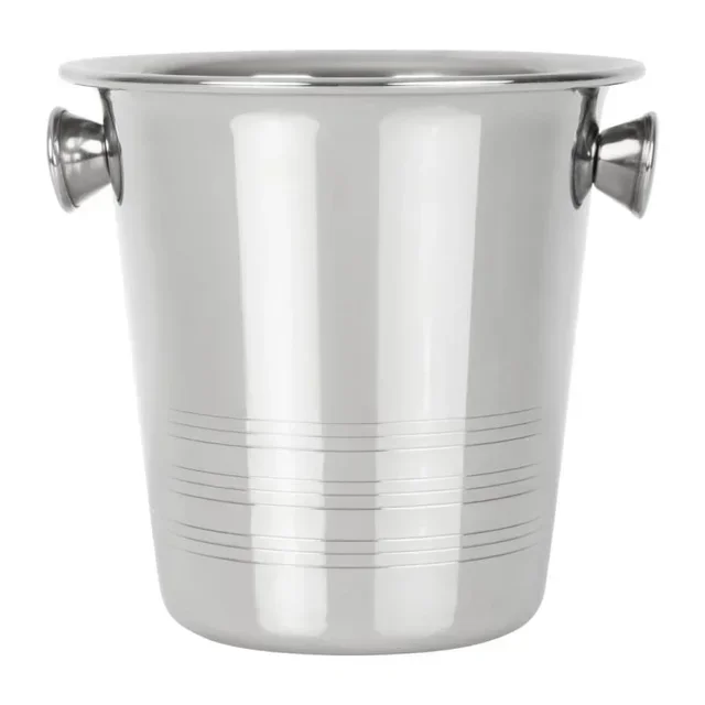 Stainless Steel Ice Bucket with Handles and Ridges - 1.05 L Capacity