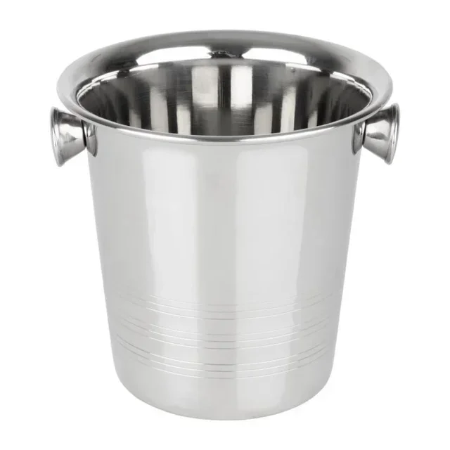 Stainless Steel Ice Bucket with Handles and Ridges - 1.05 L Capacity