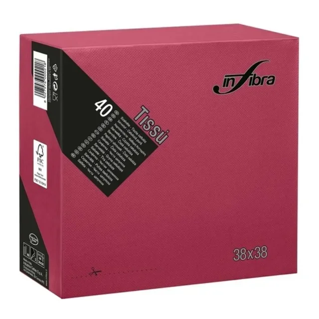 Disposable Napkin Burgundy 38x38 cm - 2-Ply Cellulose - 1440 Units