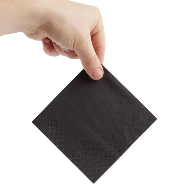 Cocktail Napkins 2-Ply Quarter Fold 24 cm Black - 4000 Units