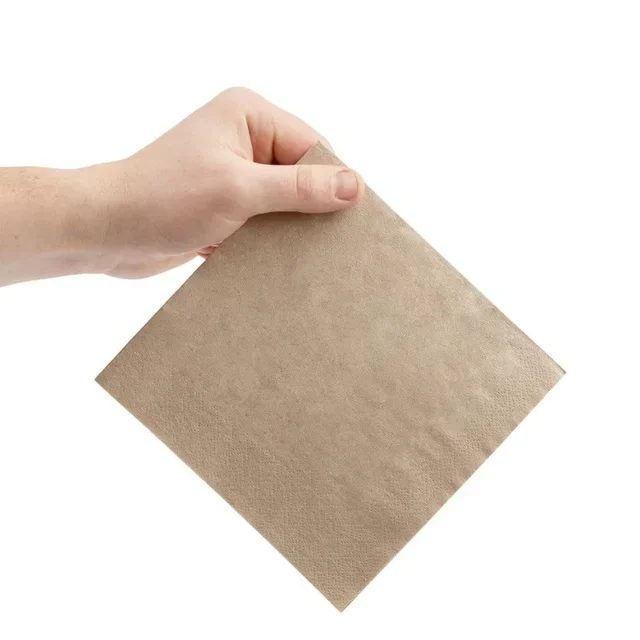 Recycled Kraft Paper Napkins 2-Ply 1/4 Fold 33 cm - Pack of 2000 for Snacking