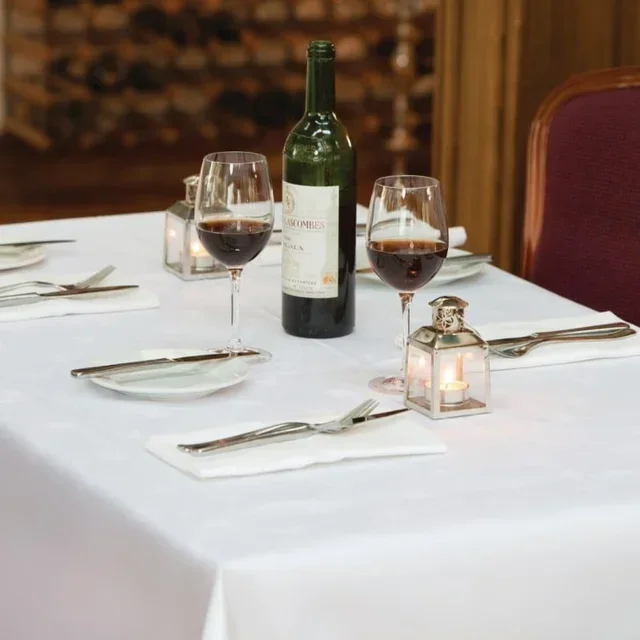 White Cotton Napkins Satin Border - Pack of 10