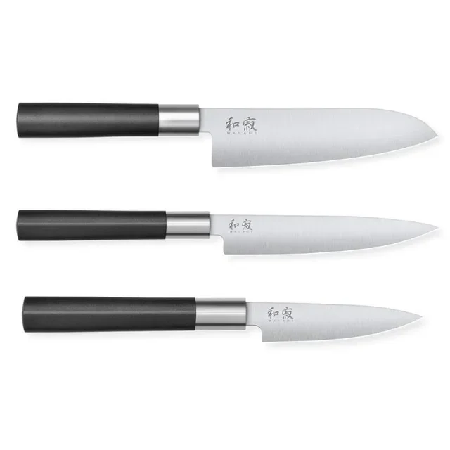 Wasabi Black Knife Set of 3 - Paring All-Purpose Santoku