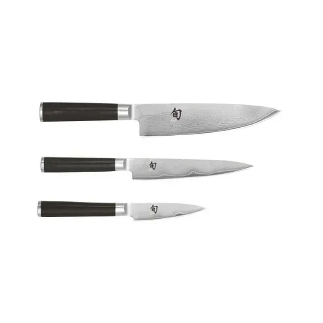 Shun Damascus Knife Set of 3 - Paring Utility Chef Steel Blade