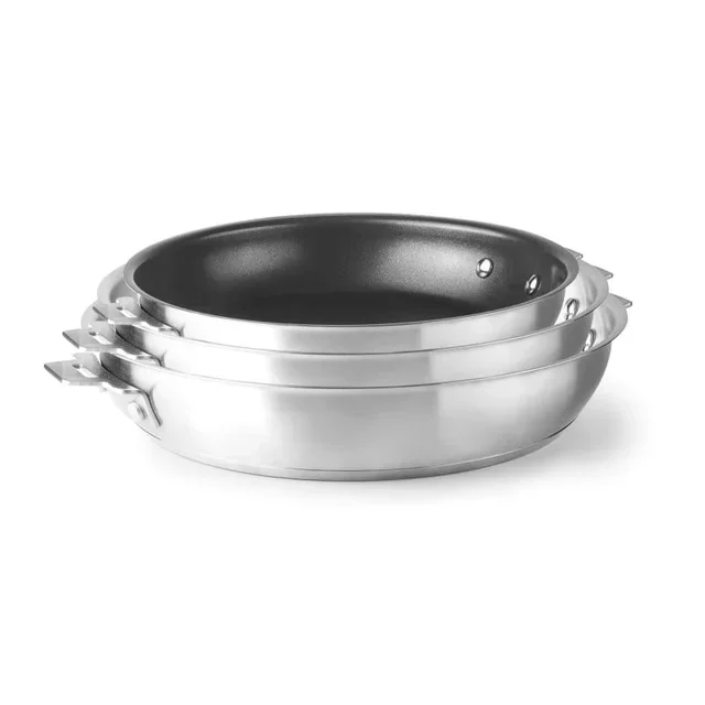 Set of 5 Saucepans & Pans with Non-Stick Coating - Detachable Handles and Grips