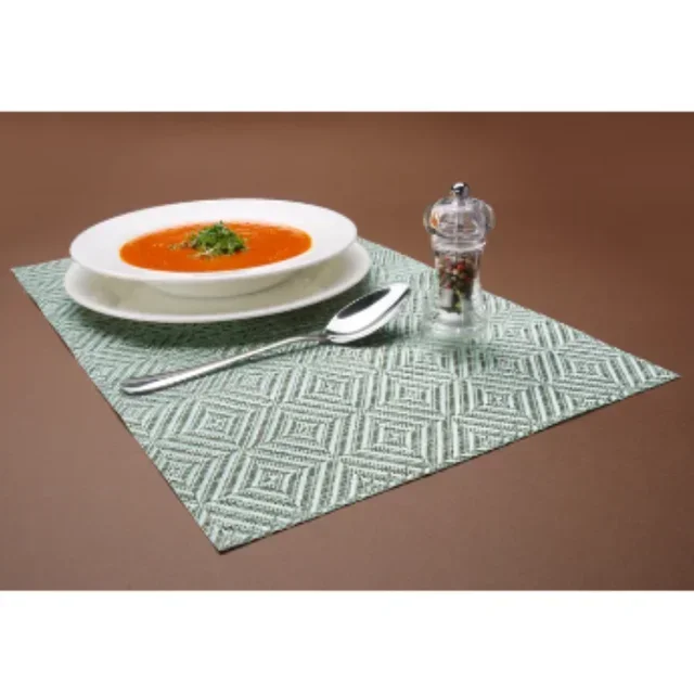Set of 6 Green Geometric Pattern PVC Placemats 45 x 30 cm