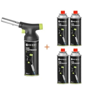 Set Chalumeau Culinaire avec Brûleur, Cartouche de Gaz et 4 Recharges