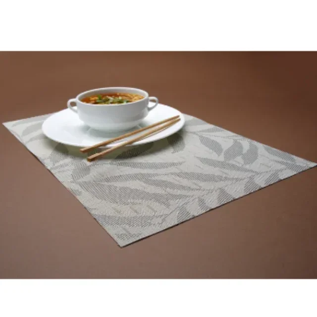 Set of 6 Leaf Design PVC Placemats 45x30 cm - Rectangular