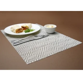 Set de 6 Sets de Table PVC Motif Géométrique Argenté 45 x 30 cm