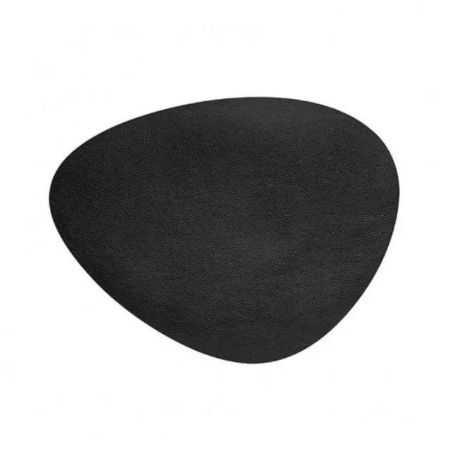 Black Grained Leather Oval Placemat Cos - 45 x 35 cm