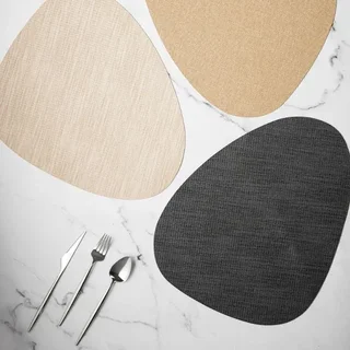 Oval Placemat Grey PVC 45 x 36 cm