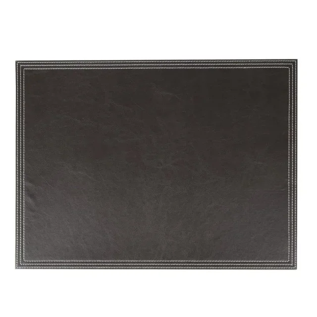 Brown Faux Leather Placemat Set 30x40 cm - Rectangular