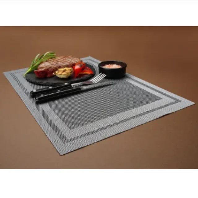 Set of 6 Graphite PVC Rectangular Placemats 45 x 30 cm