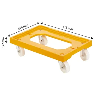 Gelber Transportroller mit 4 Lenkrollen aus Stahl