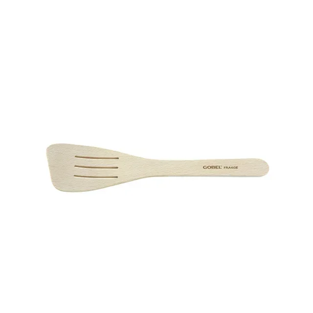 30 cm Curved Slotted Beech Wood Spatula - Kitchen Utensil