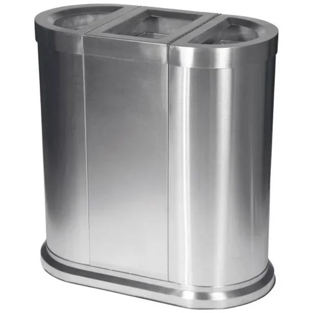 Edelstahl Recyclingstation Satin 150 Liter - Mülltrennungsbehälter