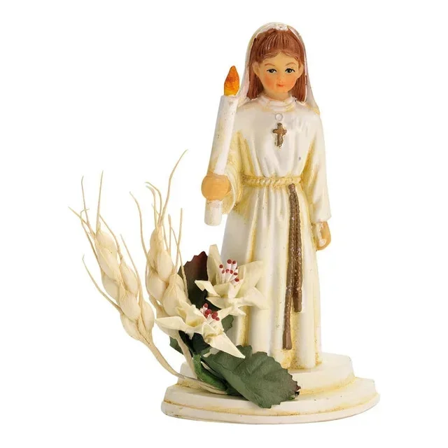 Sujet de Décors Liturgique - Communiante avec Cierge et Gerbe de Blé - Fille