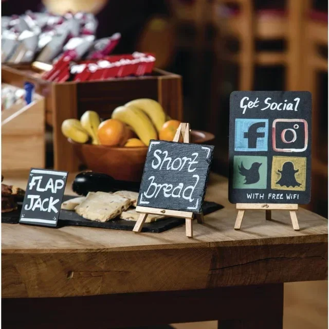 Natural Wood Countertop Chalkboard Stand