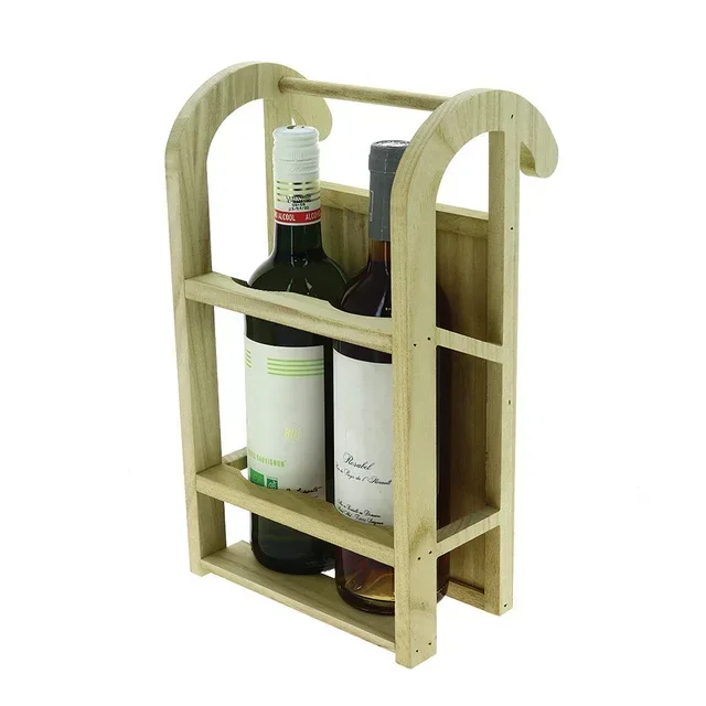 Porta Bottiglie in Legno Forma Slitta - 35 x 20,5 cm