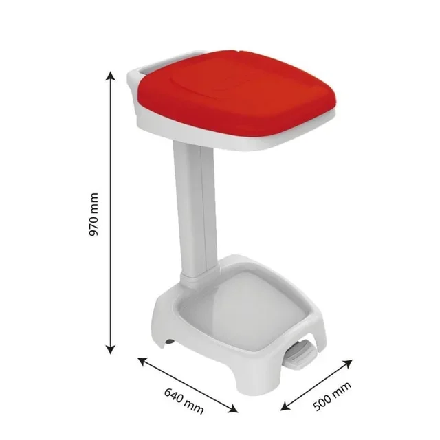 120L Bin Support with Red Lid - Wall Mount