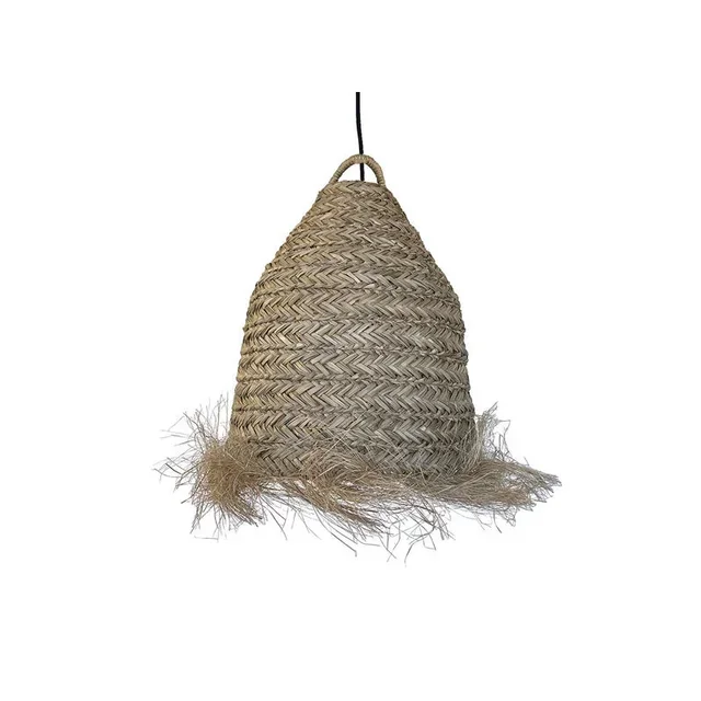 Outdoor Hanging Lantern Anafi in Woven Seagrass - Natural Boho Style