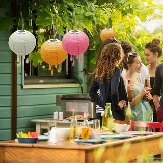 Set of 3 Shangri-La Solar Hanging Lights - Outdoor Lighting