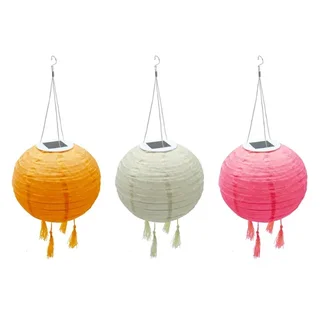Set of 3 Shangri-La Solar Hanging Lights - Outdoor Lighting
