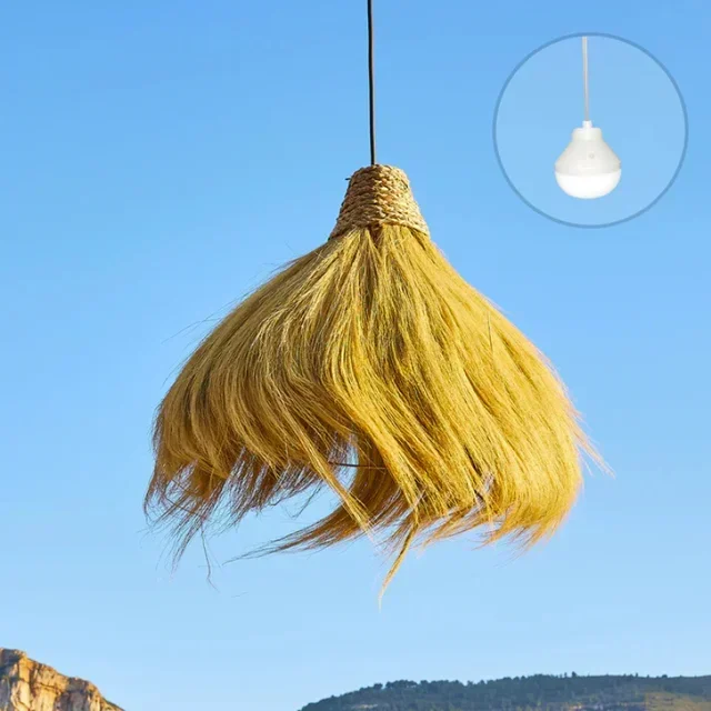 Suspension Végétale Herbe Marine et Paille Tressée - Collection Masai Nomad