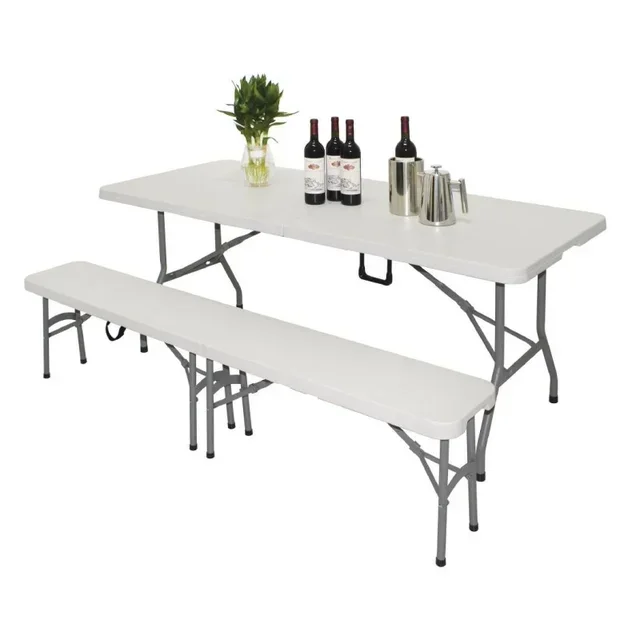 White Central Folding Dining Table 182.9 cm