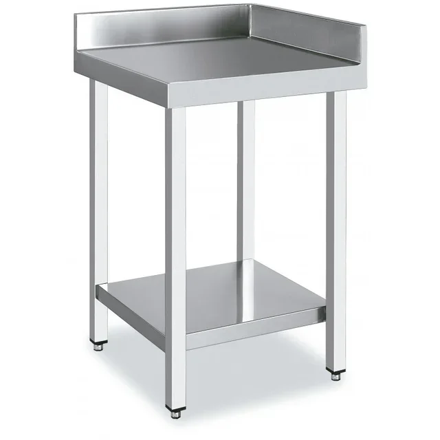 Table d'Angle Inox avec Dosseret et Etagère Basse - 700x600 mm
