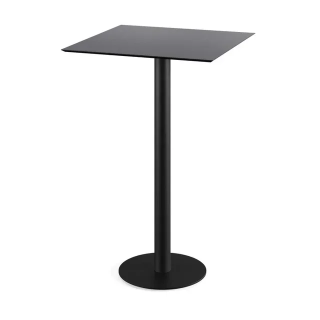 Table de Bar Design Piètement Noir Plateau Noir Carré 70x70 cm