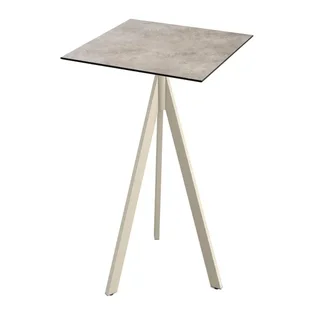 Tavolo Alto Infinity Tripod 70x70 cm - Gambe Sabbia e Piano HPL Moonstone