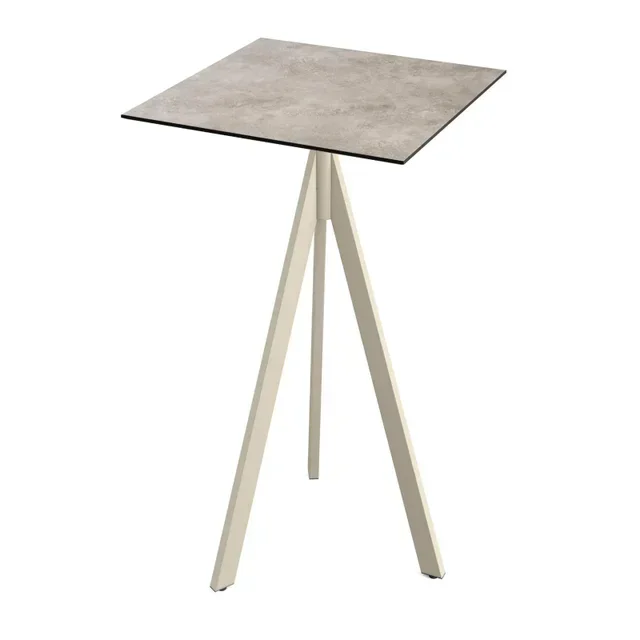 Tavolo Alto Infinity Tripod 70x70 cm - Gambe Sabbia e Piano HPL Moonstone