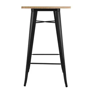 Mesa Alta Bar Preta Tampo Madeira Maciça