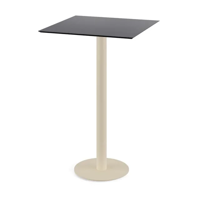 Standing Table Design Sandy Base and Black Top 70x70 cm - Urban High Table