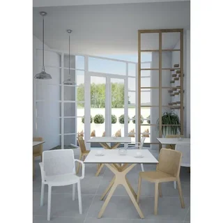 Square Solid Wood Coffee Table with Sand Legs - 90 x 90 cm