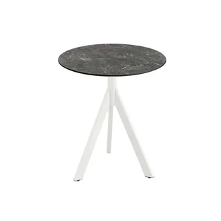 Table de Bistro Design Infinity Tripod Ø 70 cm - Piètement Blanc et Plateau HPL Effet Marbre Galaxy
