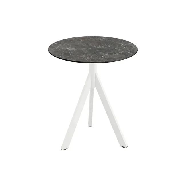 Bistro Table White Infinity Tripod Base HPL Galaxy Marble Top Ø 70 cm