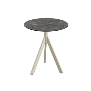 Mesa Bistró Infinity Tripod Base Arena y Tablero HPL Galaxy Marble Ø 70 cm