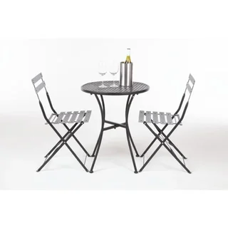 Mesa de Bistro Redonda Metal Perforado - Acabado Negro - Ø60 cm