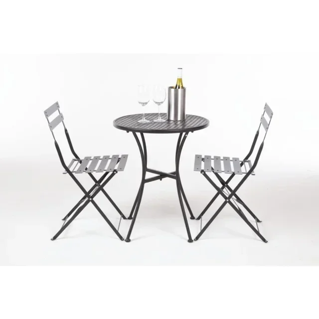 Mesa de Bistro Redonda Metal Perforado - Acabado Negro - Ø60 cm