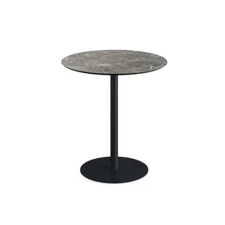 Tavolo Bistrot Design Urbano - Base in Metallo Nero e Piano Effetto Marmo Galaxy - Diametro 70 cm