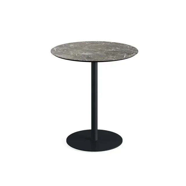 Tavolo Bistrot Design Urbano - Base in Metallo Nero e Piano Effetto Marmo Galaxy - Diametro 70 cm