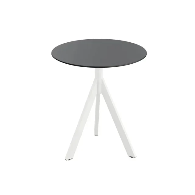Bistro Table White Infinity Tripod Base HPL Black Top Ø 70 cm