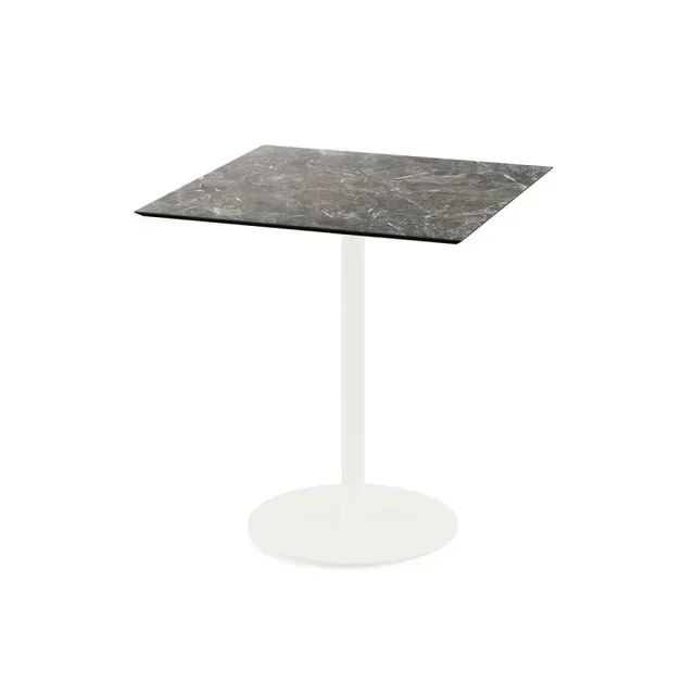 Tavolo Bistrot Urban 70x70 cm - Base Bianca e Piano Effetto Marmo Galaxy