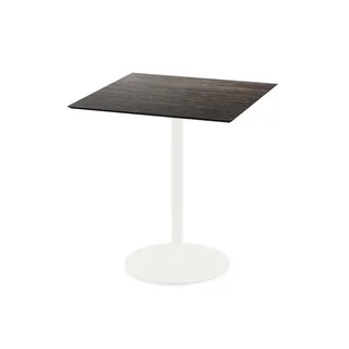 Mesa de Bistrô Urban 70x70 cm - Estrutura Branca e Tampo de Madeira Riverwashed