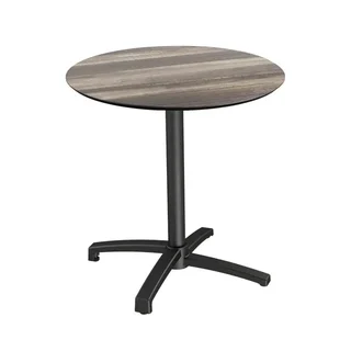 Mesa de Bistró Redonda X Cross Ø 70 cm - Tablero de Madera Tropical y Pata Negra