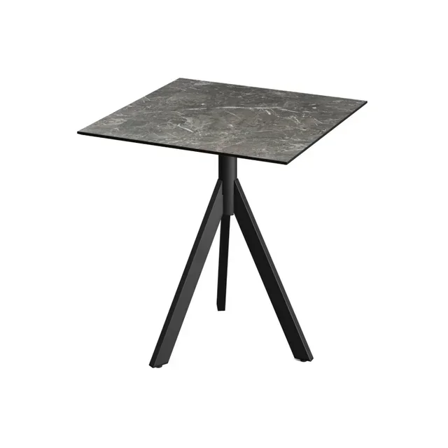 Bistro Table Design Black Infinity Tripod Base HPL Galaxy Marble Top 70x70 cm